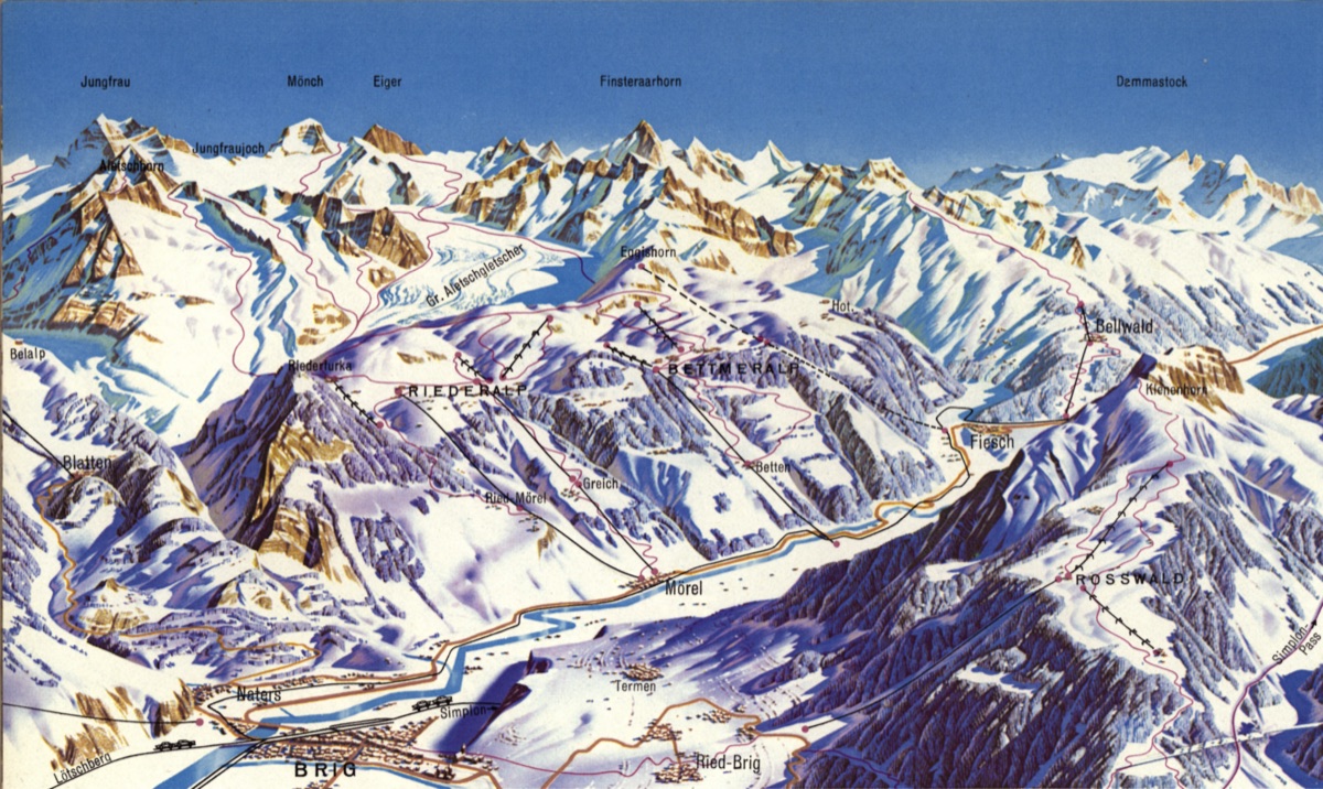 Rieder- u. Bettmeralp with Brig   / Wallis Winter 2