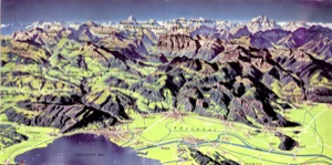 Rhine Valley with Bodensee, Bregenzer Forest in the Background