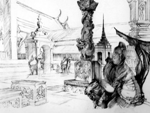 Temple Courtyard in Bangkok