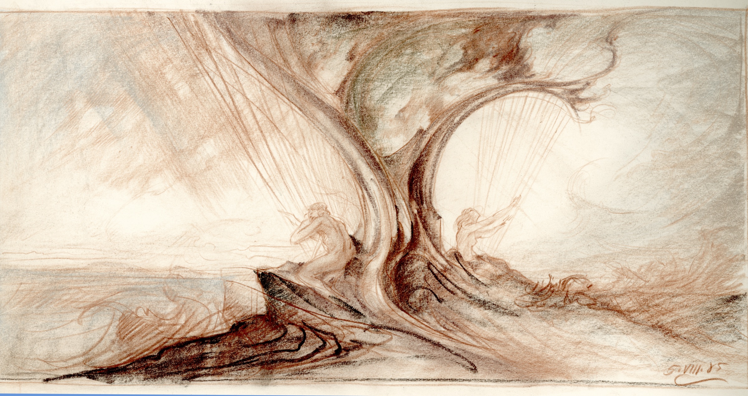 Harp-Playing Couple under a Tree