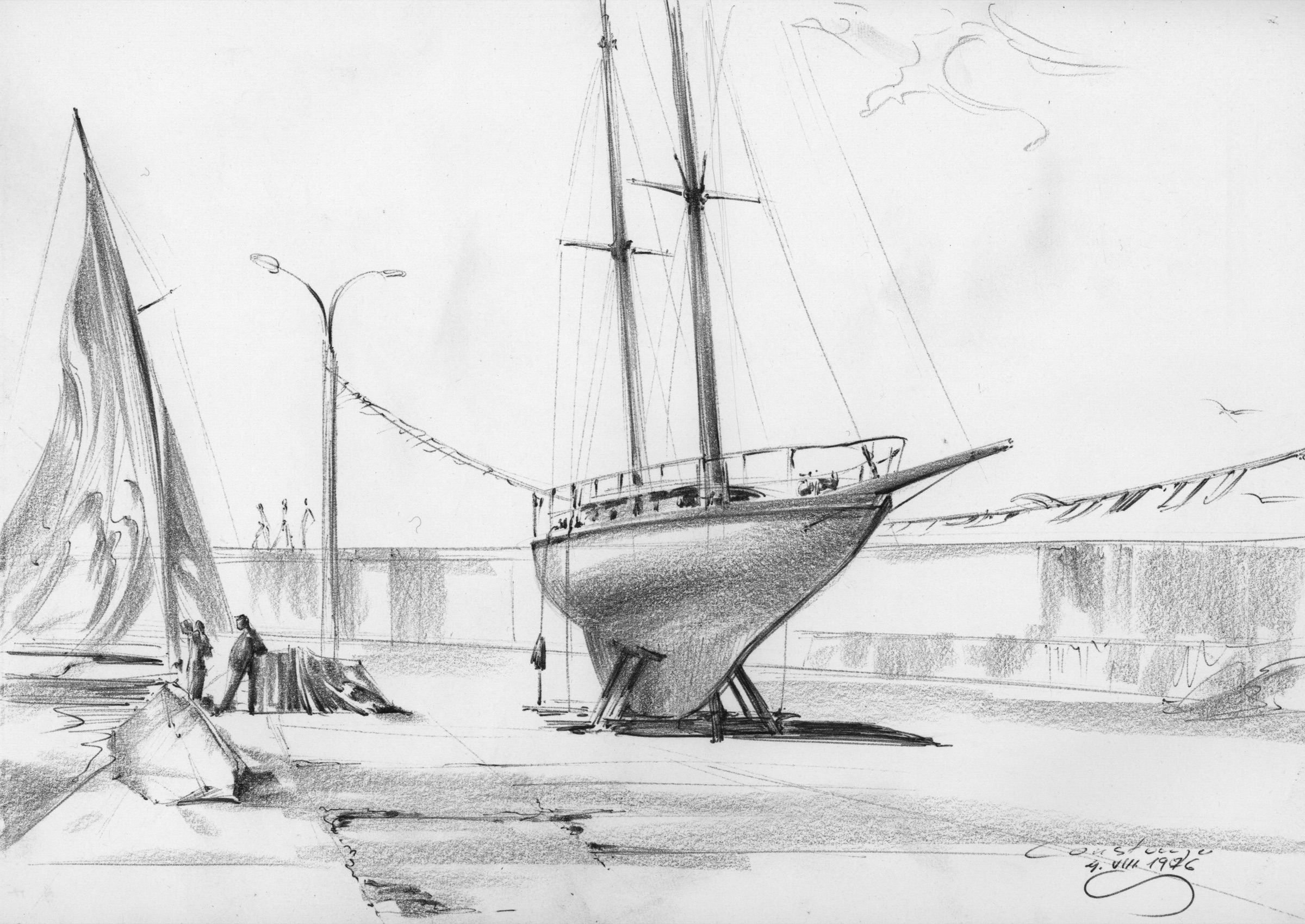 Segeljacht im Dock