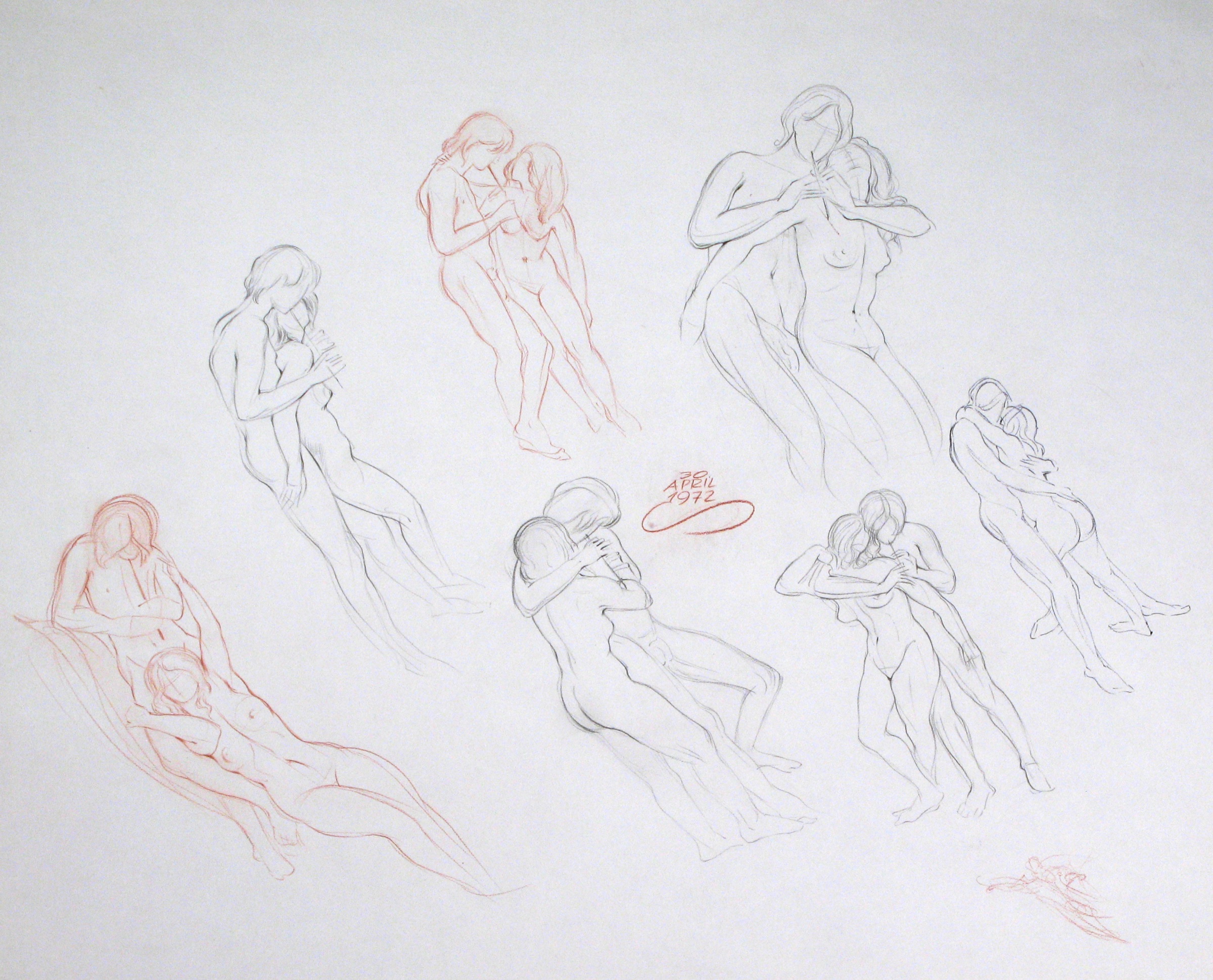 8 Study Sketches of Couples, I