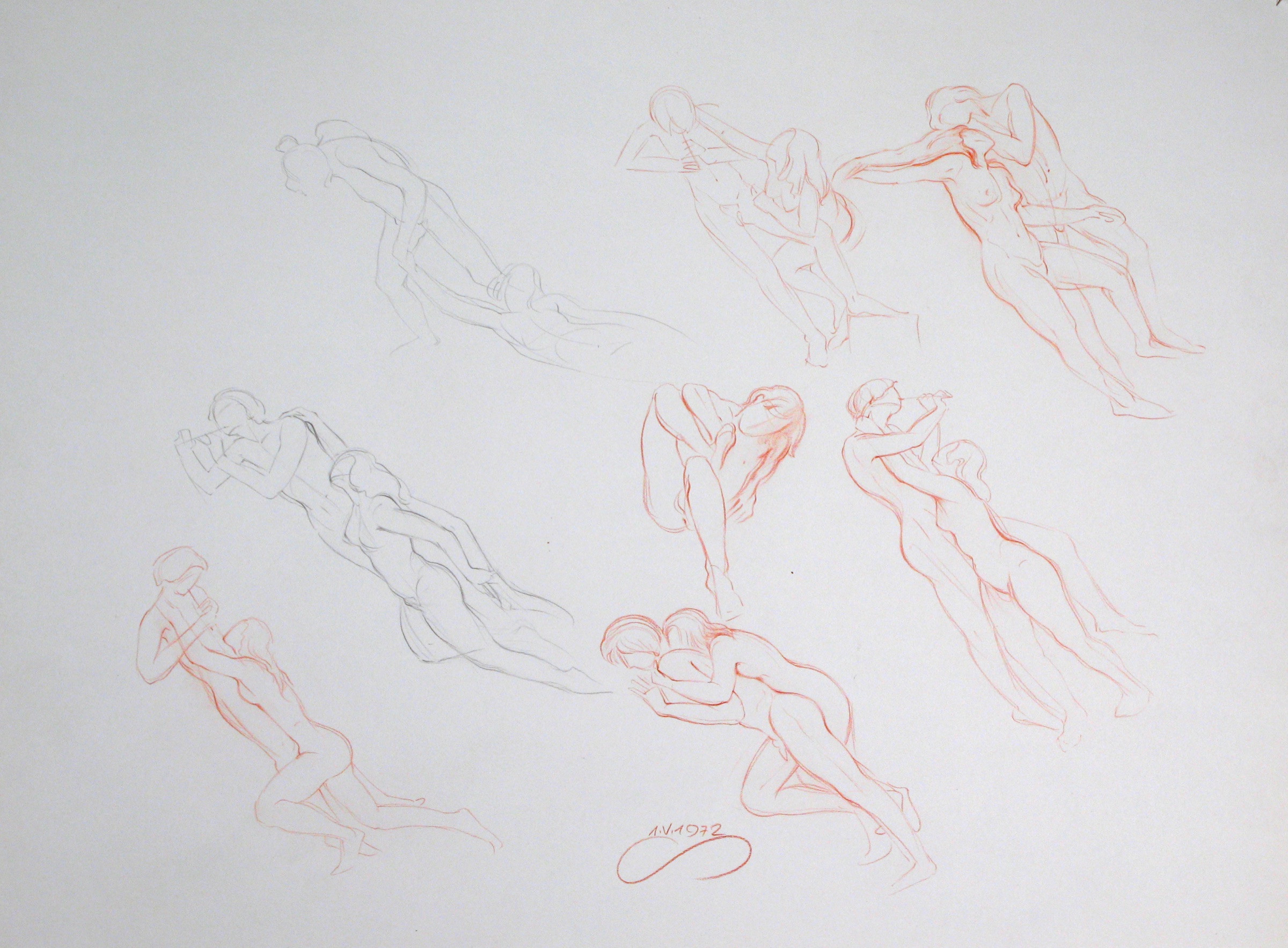 8 Study Sketches of Couples, II