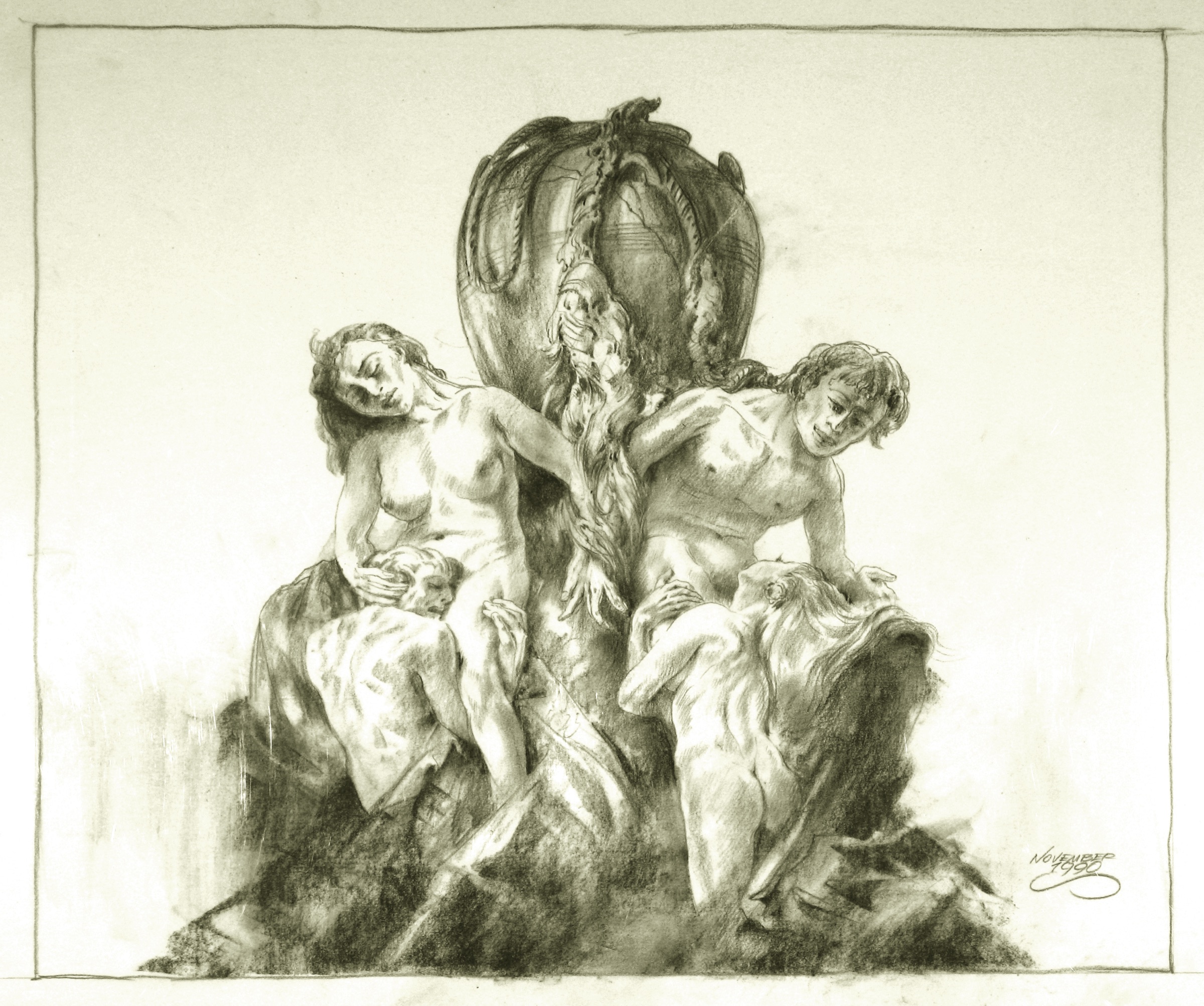 Two Loving Couples before an Earthenware Jug
