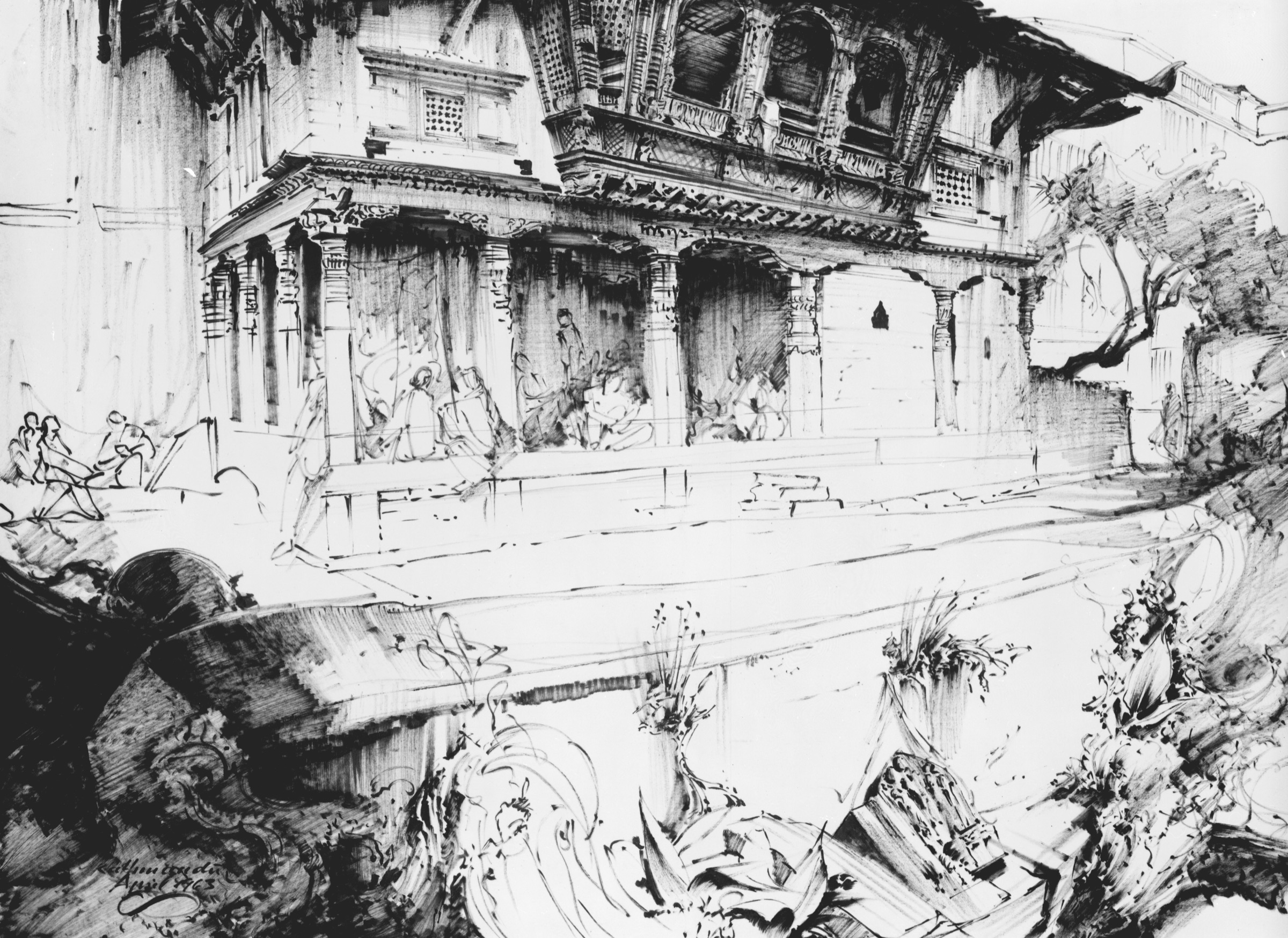 Kathmandu, Old House at the Entrance to the Bazaar