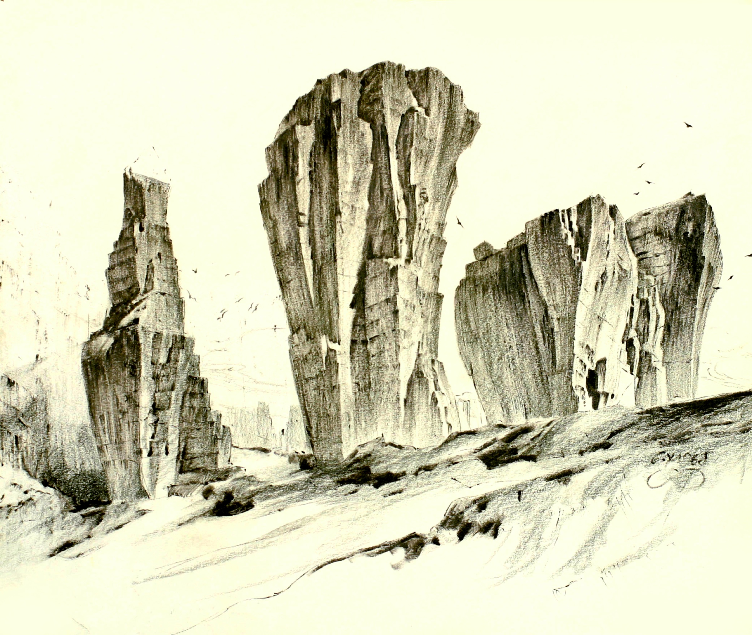 Towers in the Sandstone Quarry of Matera