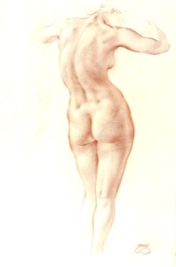 Lilly, stehend Rückenakt