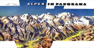 Ausschnitt aus obigem. Buchumschlag für "Die Alpen
im Panorama"