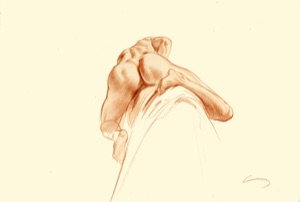 Nude Study of Back and Buttocks, Straddling