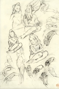 Study Sketches of Children's Bodies and Hands