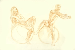 Men Seated on a Sphere