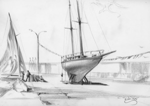 Segeljacht im Dock