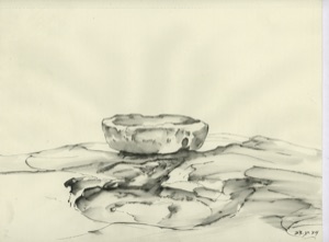 Stone Bowl on Rock Slabs