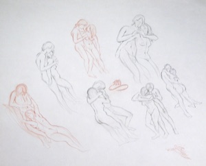 8 Study Sketches of Couples, I