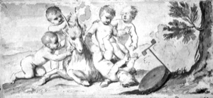 Five Children around a Billy Goat