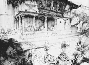 Kathmandu, Old House at the Entrance to the Bazaar