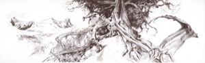im Braunton der Zeichnungen im Buch