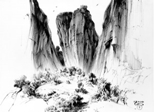 At the Foot of the Meteora Rocks