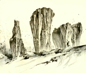Towers in the Sandstone Quarry of Matera
